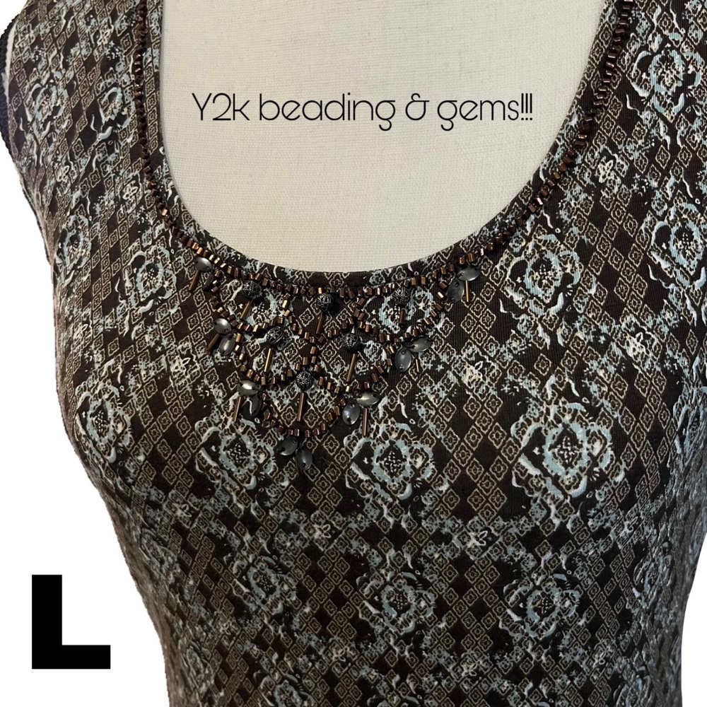 Y2K beaded t shirt blouse top